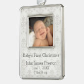 ベビー初めてのクリスマスオンシルバーダマスク シルバープレートフレームオーナメント (左)