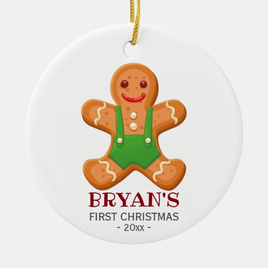 ベビー初めてのクリスマスオーナメントギンガーブレッドボーイ セラミックオーナメント (正面)