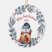 ベビー初めてのクリスマスオーナメントベビーベア セラミックオーナメント (左)