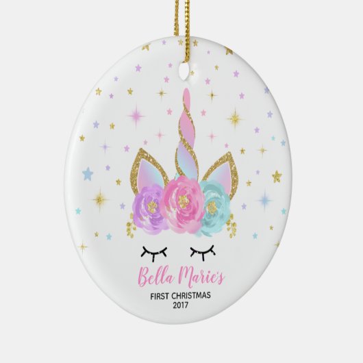 ベビー初めてのクリスマスオーナメントユニコーンオーナメント セラミックオーナメント (右)