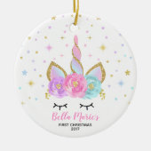 ベビー初めてのクリスマスオーナメントユニコーンオーナメント セラミックオーナメント (正面)