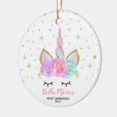 ベビー初めてのクリスマスオーナメントユニコーンオーナメント セラミックオーナメント (左)