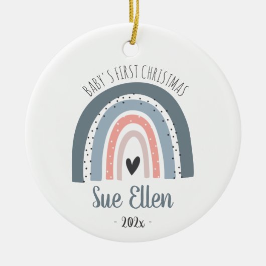 ベビー初めてのクリスマスオーナメント水彩虹 セラミックオーナメント (正面)