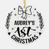 ベビー初めてのクリスマスオーナメント生まれたばかりの写真 セラミックオーナメント (正面)