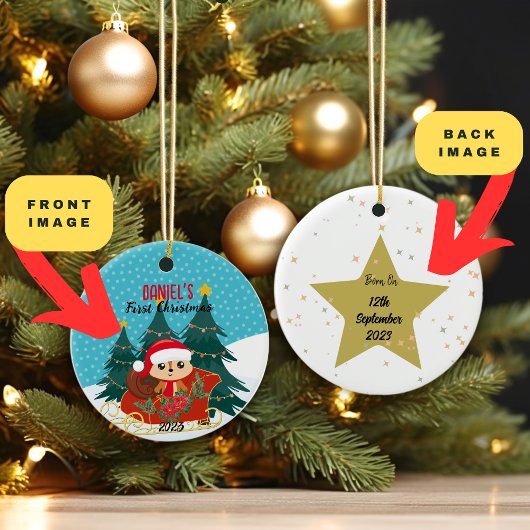 🎄ベビー初めてのクリスマスオーナメント |チップムンクデザイン セラミックオーナメント