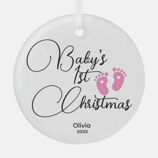 ベビー初めてのクリスマスオーナメント パーソナライズされた、 ガラスオーナメント (正面)