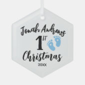 ベビー初めてのクリスマスオーナメント パーソナライズされた、 ガラスオーナメント (正面)