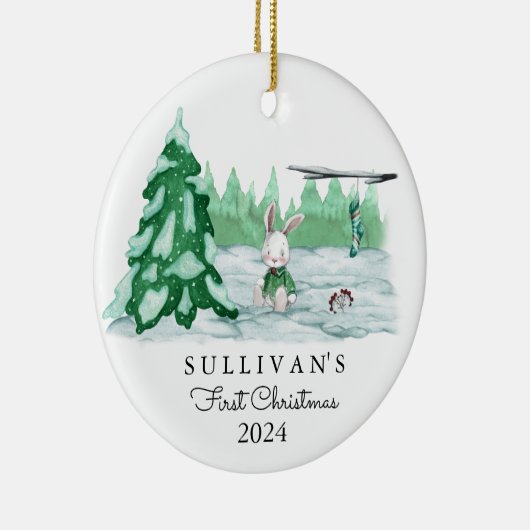 ベビー初めてのクリスマスオーナメント |名前をカスタムする日 セラミックオーナメント (右)