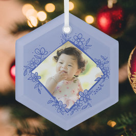 ベビー初めてのクリスマスオーナメント – 青 ガラスオーナメント