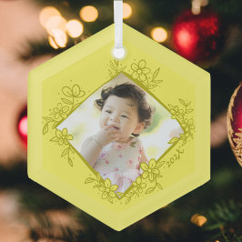 ベビー初めてのクリスマスオーナメント – 黄 ガラスオーナメント