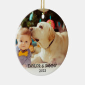 ベビー初めてのクリスマスカカスタムワイトの年 セラミックオーナメント (右)