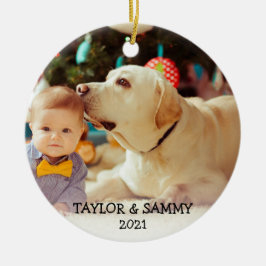 ベビー初めてのクリスマスカカスタムワイトの年 セラミックオーナメント