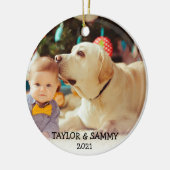 ベビー初めてのクリスマスカカスタムワイトの年 セラミックオーナメント (左)