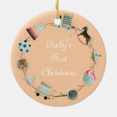 ベビー初めてのクリスマスカスタムの色と文字 セラミックオーナメント (裏面)