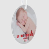 ベビー初めてのクリスマスカスタムアクリルオーナメントレッド オーナメント (正面)