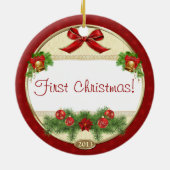 ベビー初めてのクリスマスカスタムフォトオーナメント セラミックオーナメント (裏面)