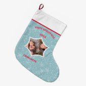 ベビー初めてのクリスマスカスタム写真 ラージクリスマスストッキング (正面 (吊り時))