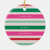ベビー初めてのクリスマスカラフルホリデーストライプズ セラミックオーナメント (裏面)