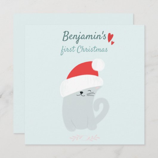 ベビー初めてのクリスマスカワイイ子猫サンタハッツ シーズンカード (正面/裏面)