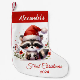 ベビー初めてのクリスマスカワイトラクーンパーソナライズされた スモールクリスマスストッキング