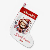 ベビー初めてのクリスマスカワイライオンパーソナライズされた スモールクリスマスストッキング (正面 (吊り時))