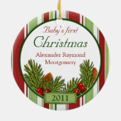 ベビー初めてのクリスマスキャンディストライプズ セラミックオーナメント (裏面)