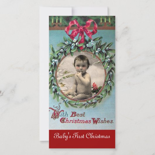 ベビー初めてのクリスマスクラウン写真テンプレート シーズンカード (正面)