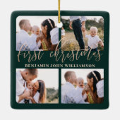 ベビー初めてのクリスマスグリーン金ゴールドスクリプト4枚の写真 セラミックオーナメント (裏面)