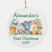 ベビー初めてのクリスマスサファリアニマルズグリーンラウンド セラミックオーナメント (裏面)