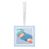 ベビー初めてのクリスマスサファリアニマルズブルー写真 キューブオーナメント (右)