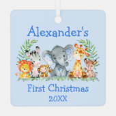 ベビー初めてのクリスマスサファリアニマルズブルー メタルオーナメント (裏面)