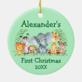 ベビー初めてのクリスマスサファリアニマルズラウンドグリーン セラミックオーナメント (裏面)