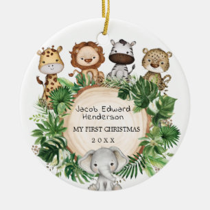 ベビー初めてのクリスマスサファリ動物誕生統計 セラミックオーナメント