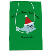 ベビー初めてのクリスマスサンタシール ミディアムペーパーバッグ (正面)