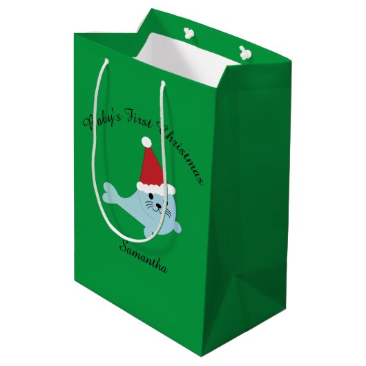 ベビー初めてのクリスマスサンタシール ミディアムペーパーバッグ (裏面アングル)