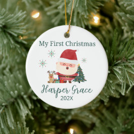 ベビー初めてのクリスマスサンタトナカイパーソナライズされた セラミックオーナメント