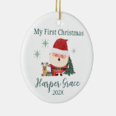 ベビー初めてのクリスマスサンタトナカイパーソナライズされた セラミックオーナメント (右)