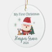 ベビー初めてのクリスマスサンタトナカイパーソナライズされた セラミックオーナメント (左)