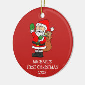 ベビー初めてのクリスマスサンタパーソナライズされたー セラミックオーナメント (左)