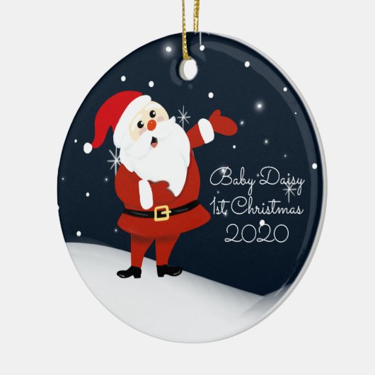 ベビー初めてのクリスマスサンタ祖父母 セラミックオーナメント (左)