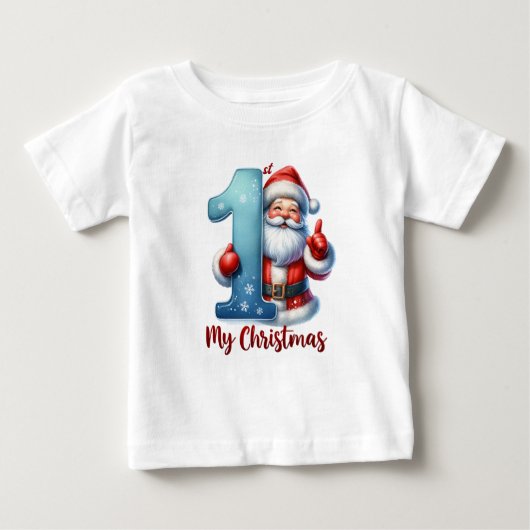 ベビー初めてのクリスマスサンタ ベビーTシャツ (正面)