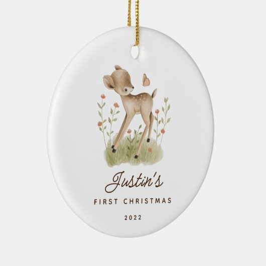 ベビー初めてのクリスマスシカ セラミックオーナメント (右)