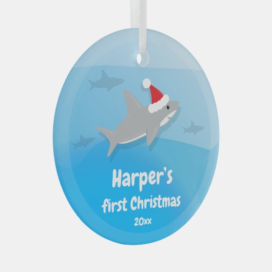 ベビー初めてのクリスマスシャークガラスオーナメント ガラスオーナメント (正面右)