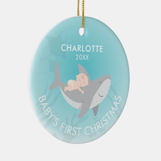 ベビー初めてのクリスマスシャークセラミックオーナメント セラミックオーナメント (右)