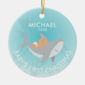 ベビー初めてのクリスマスシャークセラミックオーナメント セラミックオーナメント (正面)