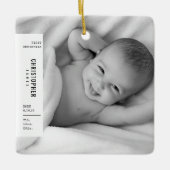 ベビー初めてのクリスマスシンプルフォトセモダンラミック セラミックオーナメント (正面)