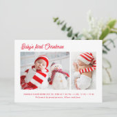 ベビー初めてのクリスマスシンプルホリデイ誕生 案内状 (スタンド正面)