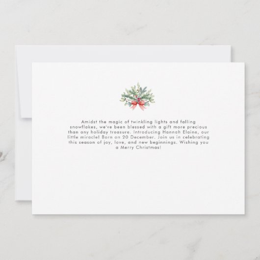 ベビー初めてのクリスマスシンプルホリデイ誕生 案内状 (裏面)