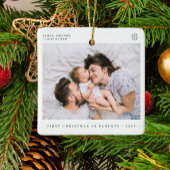 ベビー初めてのクリスマスシンプル家族ミニマル写真 セラミックオーナメント