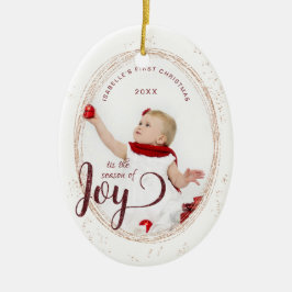 ベビー初めてのクリスマスシーズンのJoyカスタム写真 セラミックオーナメント
